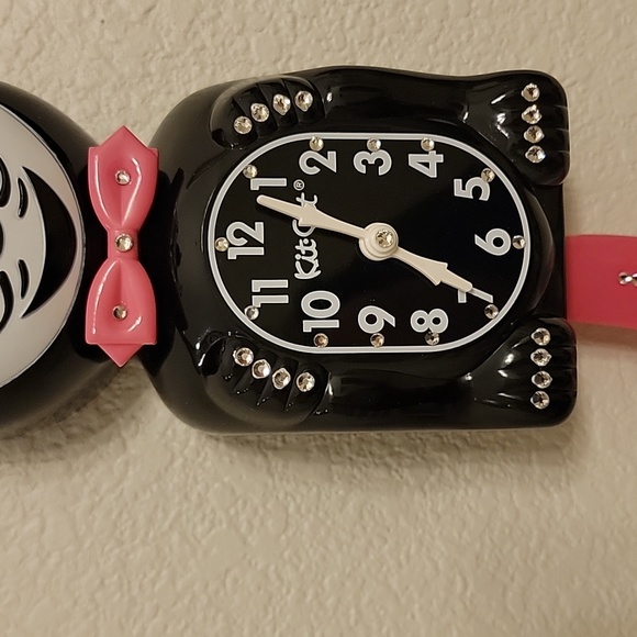 Jeweled Kit-Cat Klock clock SUPER RARE with pink bowtie & tail - Picture 4 of 5